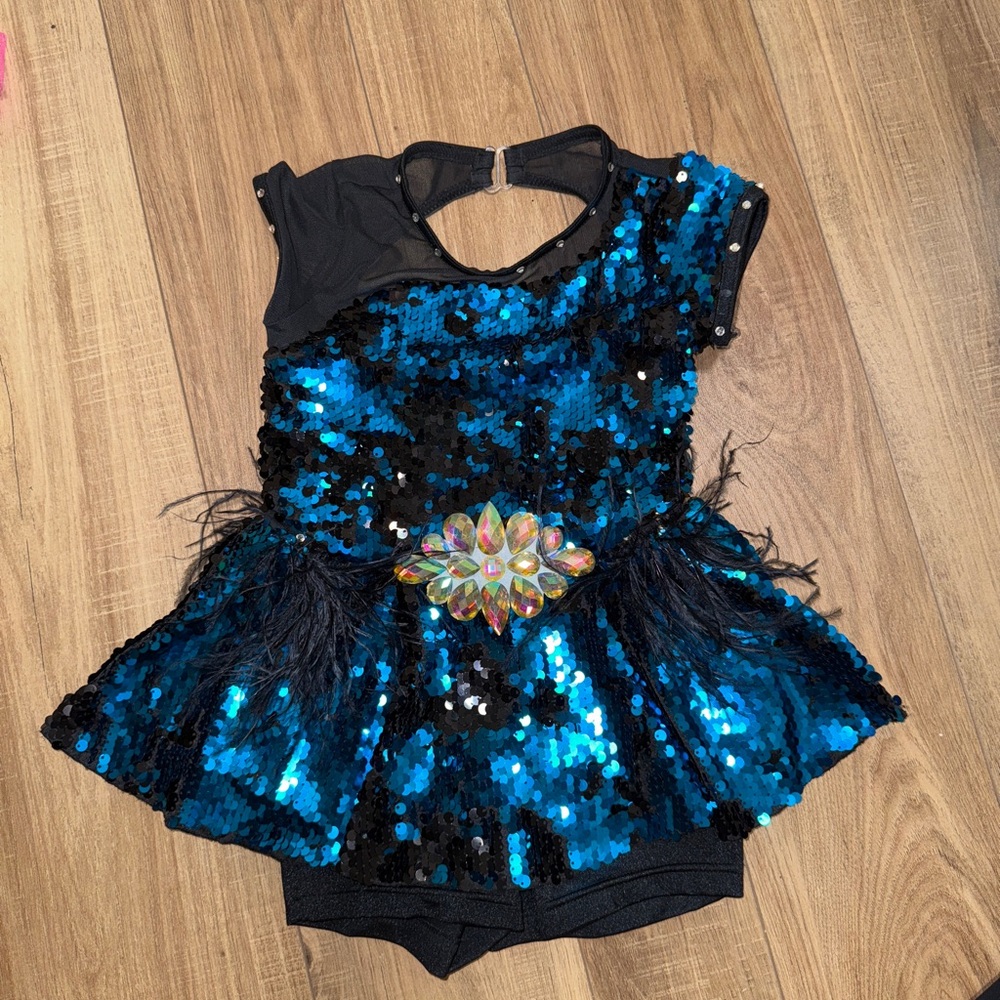 Weissman Black and Blue Sequin Kids Dance Costume (SC)